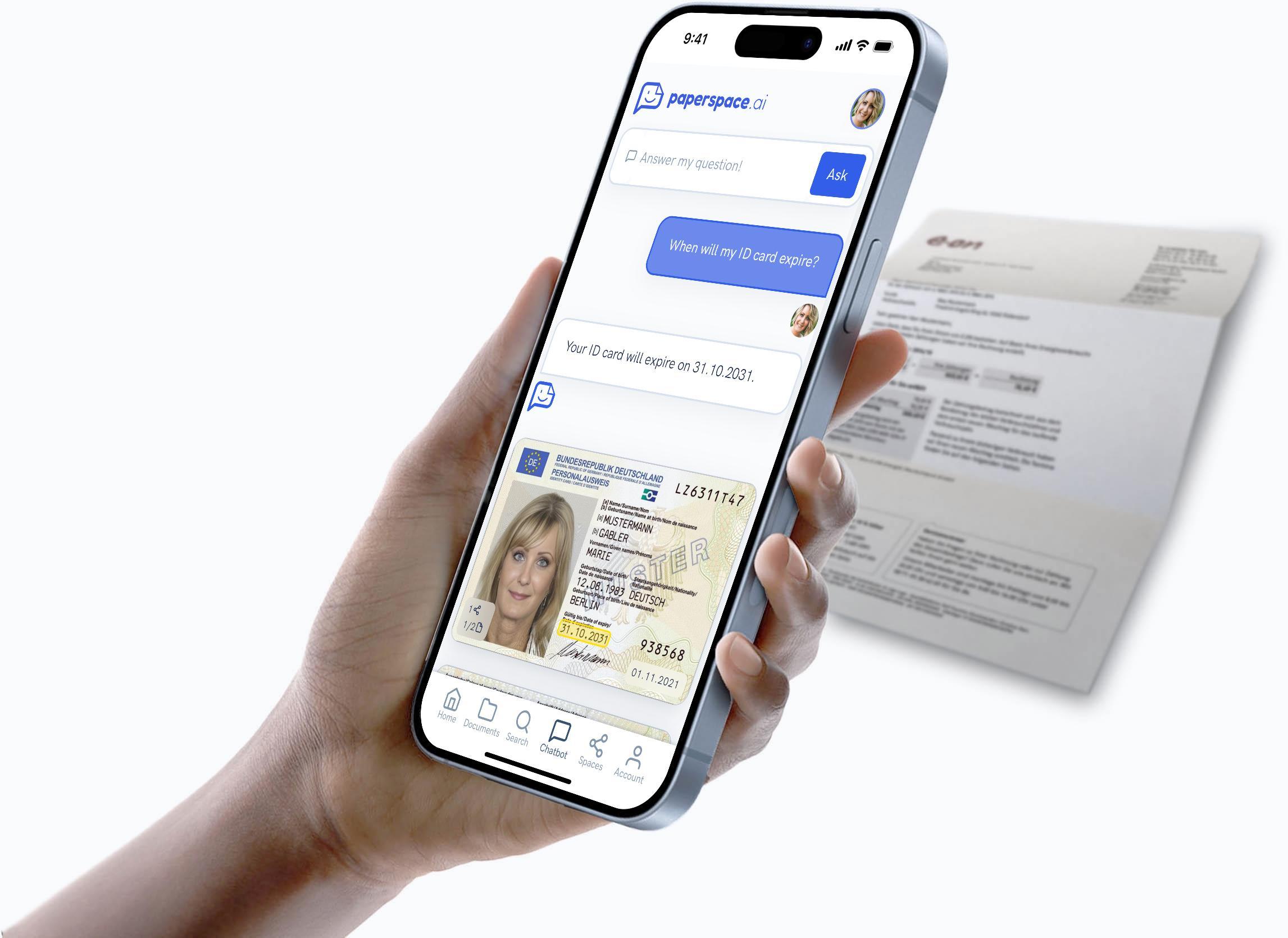 A photo showing the PaperSpace chatbot.