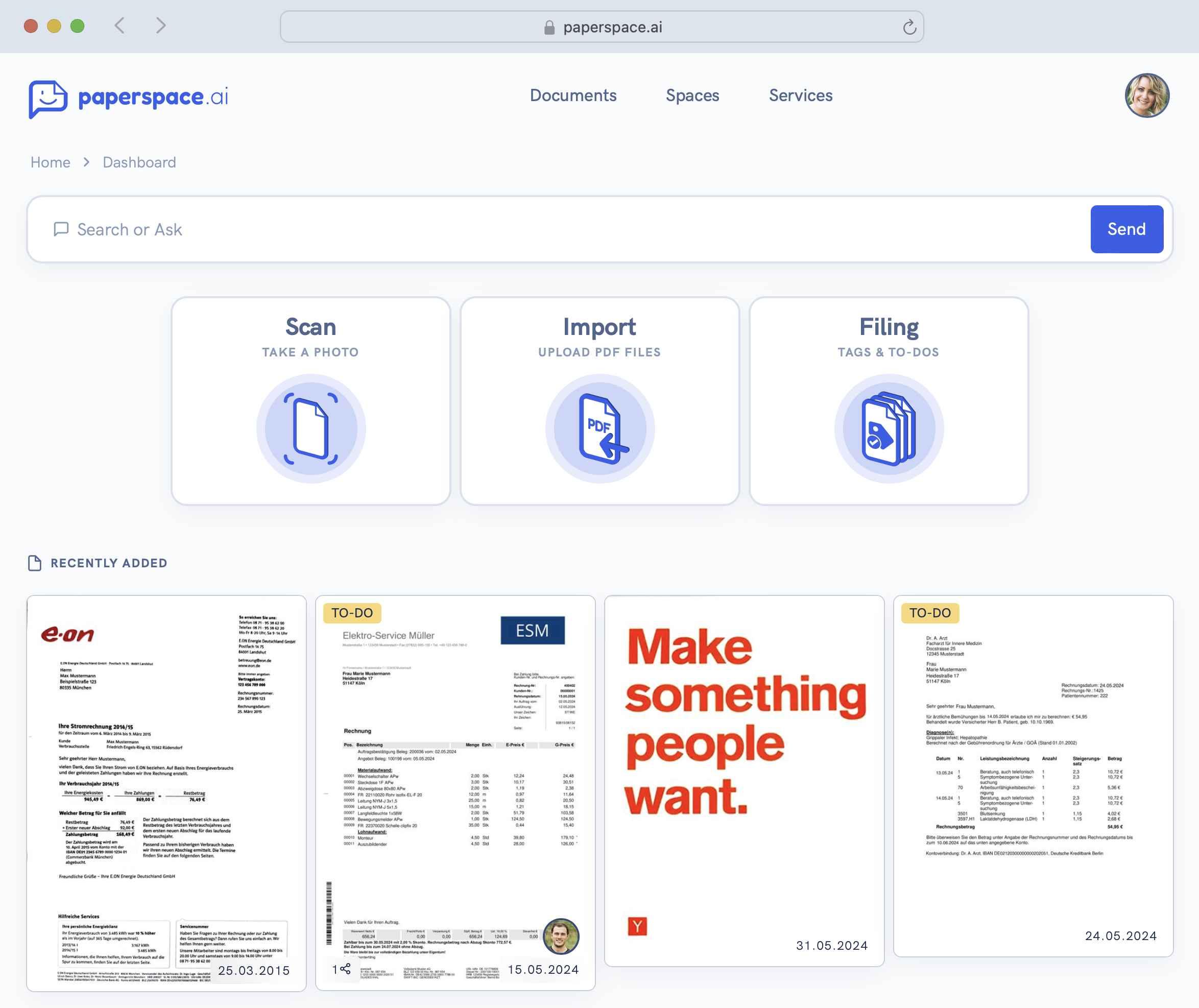 Screenshot of the web app
