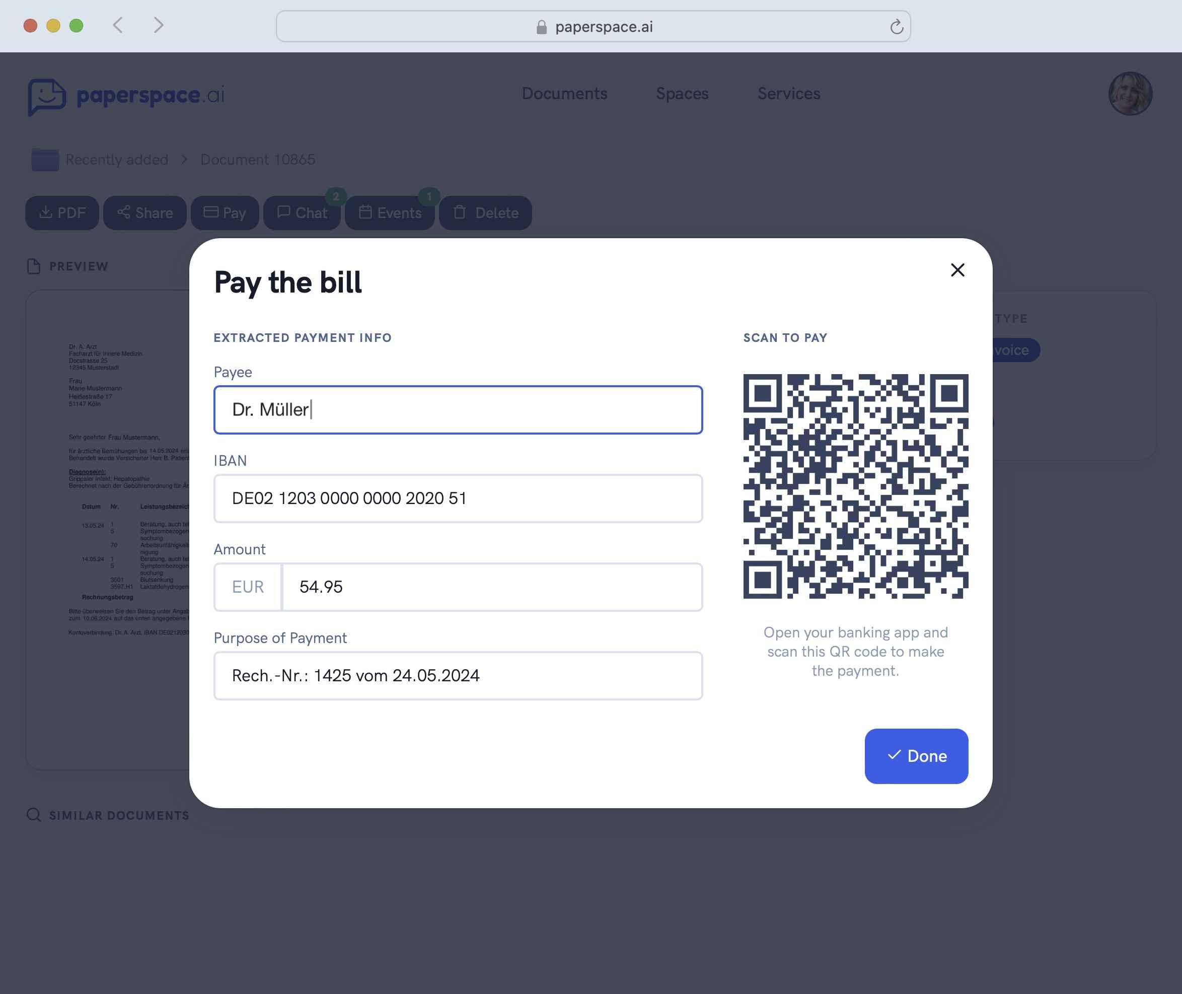 Screenshot of the web app